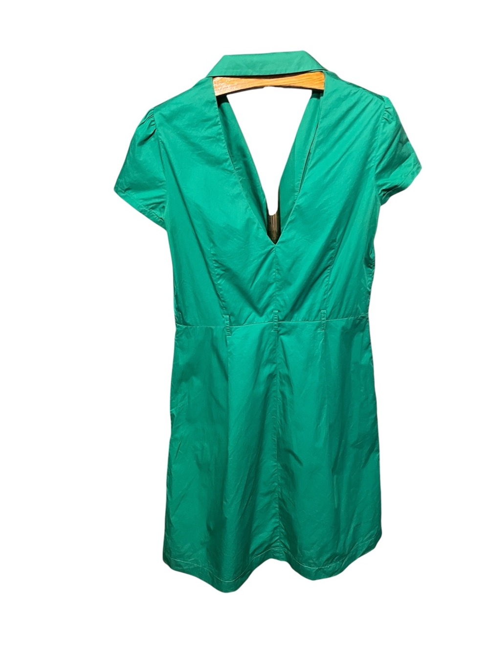 Theory Kelly Green Shiras Dress Poplin Cotton Back Cutout 8 - Picture 4 of 12
